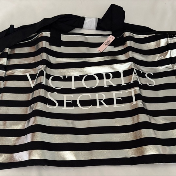 Victoria's Secret Striped Black and Silver Bag - Picture 1 of 6